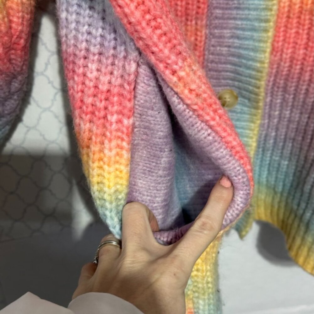 Blank NYC "I Hope So" Oversized Cardigan Sweater rainbow pastel - Picture 5 of 9